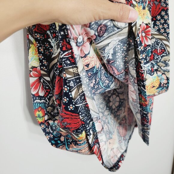 Women's Black Multicolored Floral Print Sleeveless Lightweight Casual Dress Sz L - Picture 3 of 7